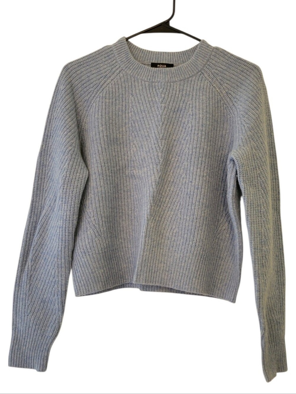 Aqua Cashmere Blue 100% Cashmere Long Sleeve Classic Sweater Size XS